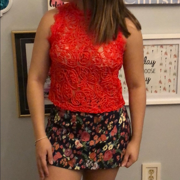 Zara Tops - Red lace top